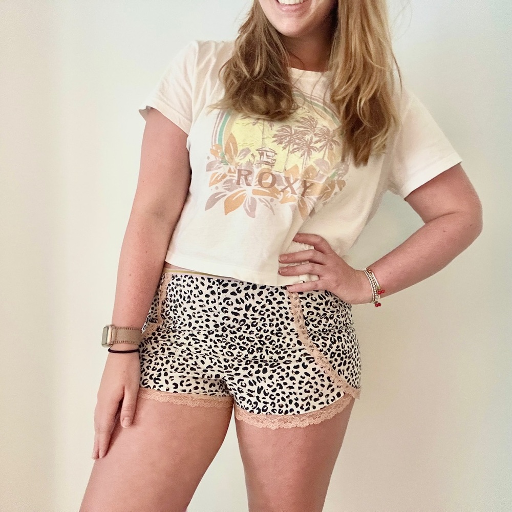Victorias Secret S Metallic Leopard Lace Sleep Shorts Lounge Lingerie Pajama Y2K